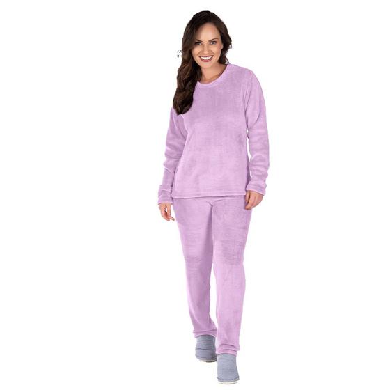 Imagem de Pijama Soft Feminino Inverno Longo Adulto Fleece Básico