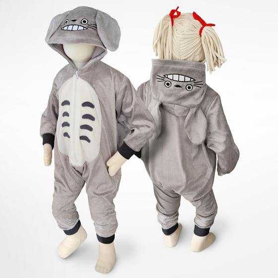 Imagem de Pijama Totoro Anime Cinza Macacão Fantasia Kigurumi Capuz Infantil Adulto