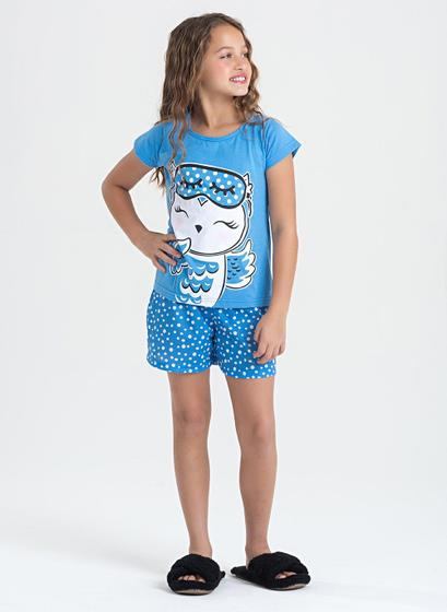 Imagem de Pijama Verão Menina Infantil Horizonte Blusa e Shorts Corujinha