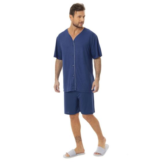 Imagem de Pijama Victory Masculino Clássico Camisa Com Fecho De Botões Básico Modelo Americano