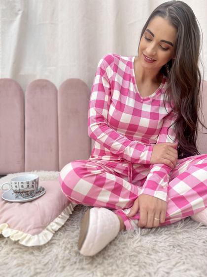 Imagem de Pijama xadrez rosa