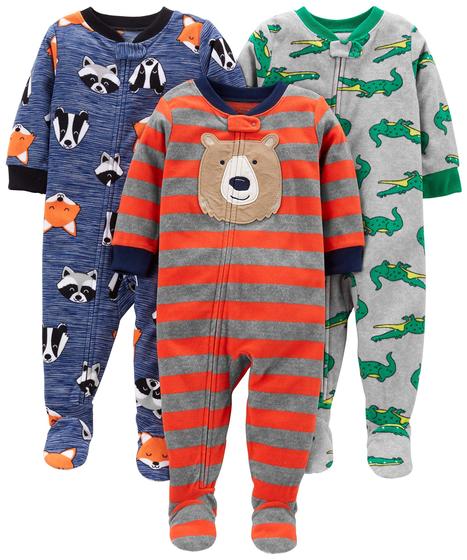 Imagem de Pijamas Bebê Simple Joys by Carter's - Pacote com 3 Unidades (Azul, Cinza e Laranja)