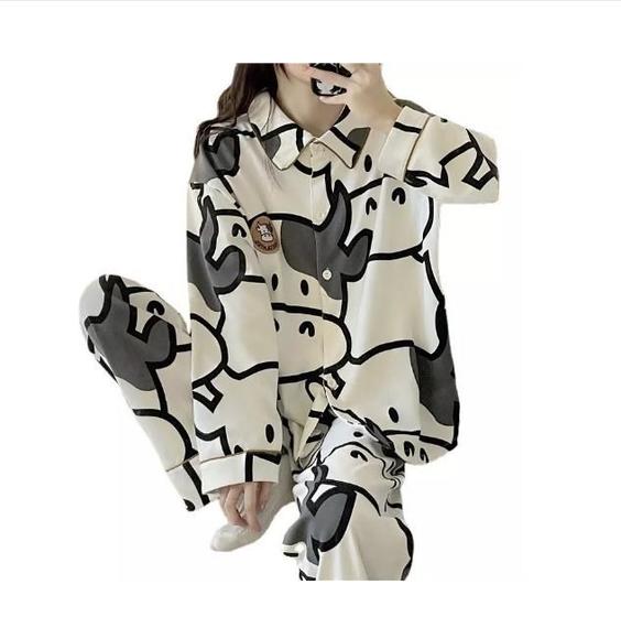 Imagem de Pijamas Shuiyi Cow Cute, roupas caseiras simples para primavera/outono