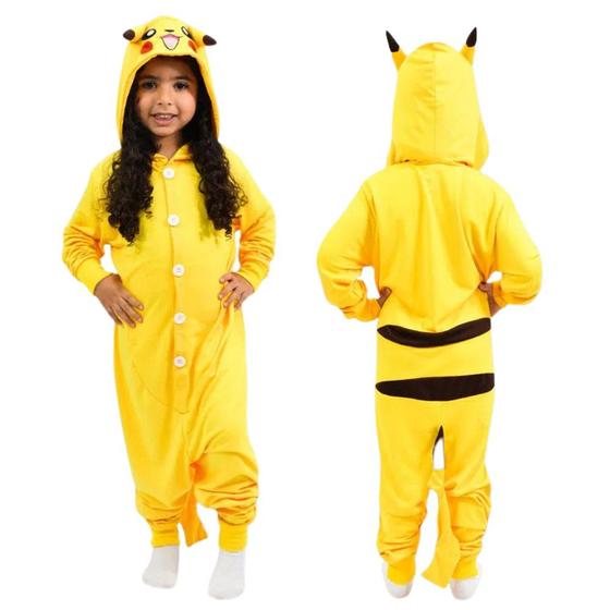 Imagem de Pikachu Kigurumi Macacão Pijama Roupa Fantasia Cosplay Verão Infantil Oficial Pokémon