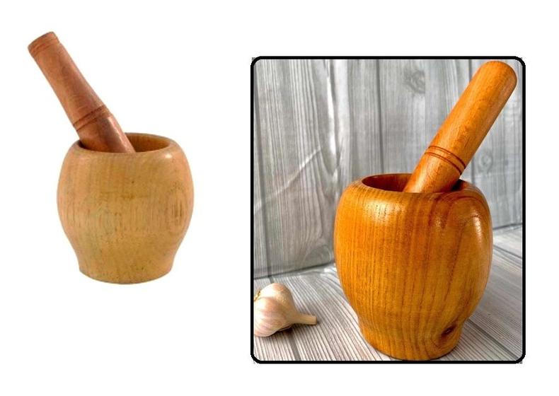Imagem de Pilão com Soquete de Caipirinha e Temperos de Madeira 10X10cm