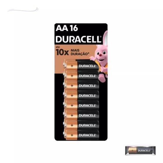 Imagem de Pilha Aa Duracell Alcalina Pack Cartela 16 Unidades Pequena Brinquedo Original Mouse Teclado