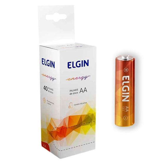 Pilha AA Zinco Carvão Blister com 40 Pilhas Elgin Menor preço em Pilha AA Zinco Carvão Blister com 40 Pilhas Elgin