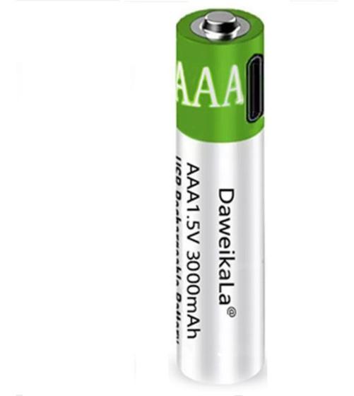 Imagem de Pilha Aaa 1,5v 3000mah Usb Recarregável Com Cabo