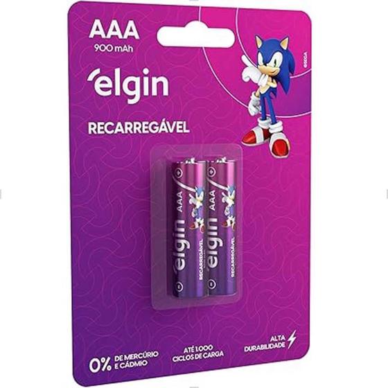 Imagem de Pilha Aaa Recarregável Palito 900Mah Cartela Com 2 Elgin