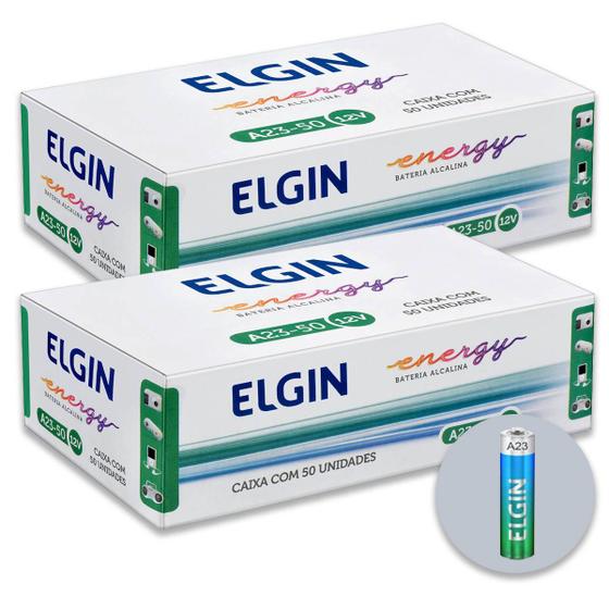 Imagem de Pilha Alcalin a 23A Elgin Bateria MN21 V23GA A23 Bulk kit 100 unidades