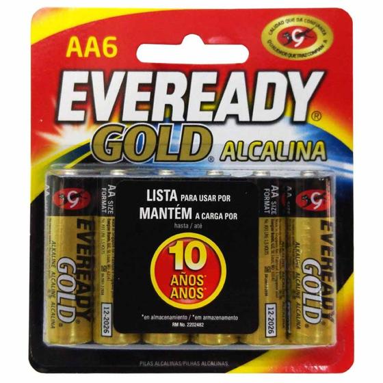 Imagem de Pilha Alcalina Eveready Gold AA Pequena 6 Unidades