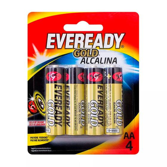 Imagem de Pilha Alcalina Pequena AA 1,5 Volts Pct/4 unidades Eveready Gold