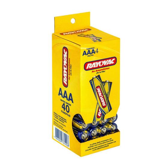 Pilha Alcalina Rayovac Palito Aaa Tubo Com 40 Unidades Menor preço em Pilha Alcalina Rayovac Palito Aaa Tubo Com 40 Unidades