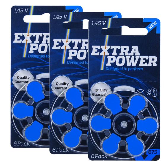 Imagem de Pilha Auditiva 675 Extra Power Bateria Pr44 kit 18 unidades