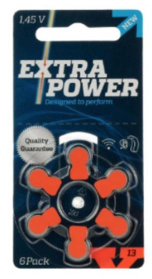 Imagem de Pilha Auditiva Extra Power - Tamanho 13 - Cartela com 6 unidades