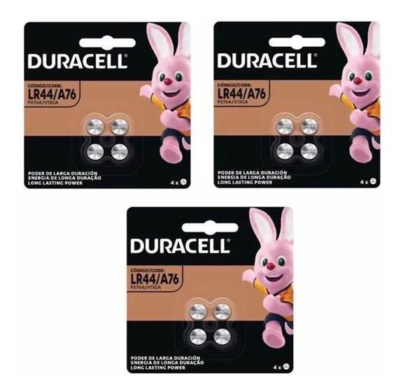Pilha Duracell Lr44 A76 Px76a V13ga 3 Cartelas C/4 Unidades Menor preço em Pilha Duracell Lr44 A76 Px76a V13ga 3 Cartelas C/4 Unidades