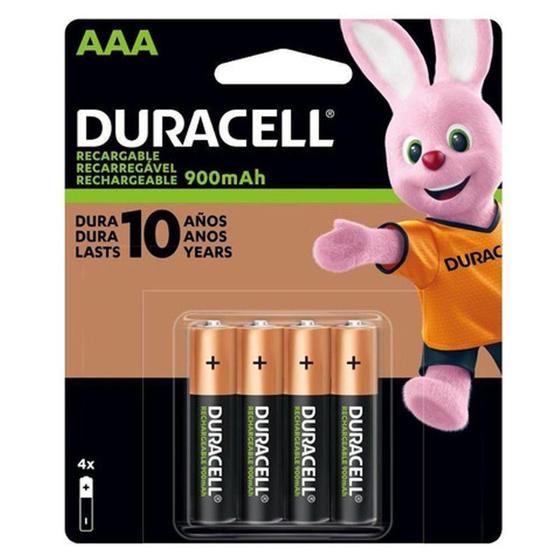 Imagem de Pilha Duracell Recarregável Aaa palito 4 Unidades 900mah