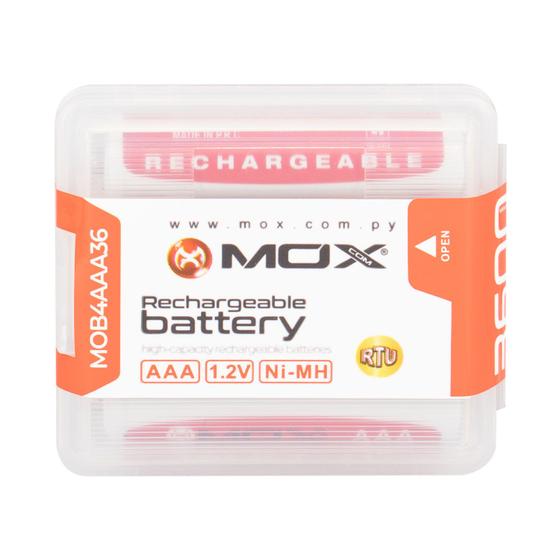 Imagem de Pilha Mox 3600 - AAA - 3600MAH - 4 Unidades - Recarregavel