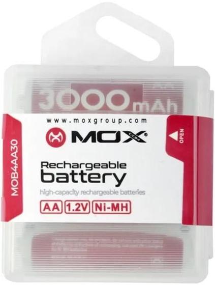 Imagem de Pilha Mox AA Recarregavel 3000MAH MOB4AA30 (4 Unidades)