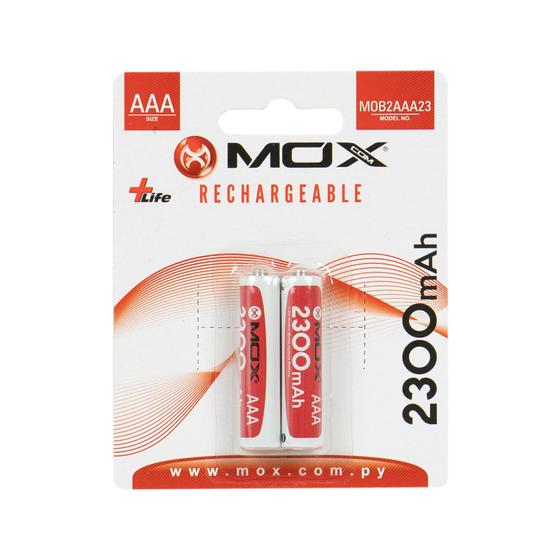 Imagem de Pilha Mox MOB2AAA23 - AAA - 2300MAH - 2 Unidades - Recarregavel