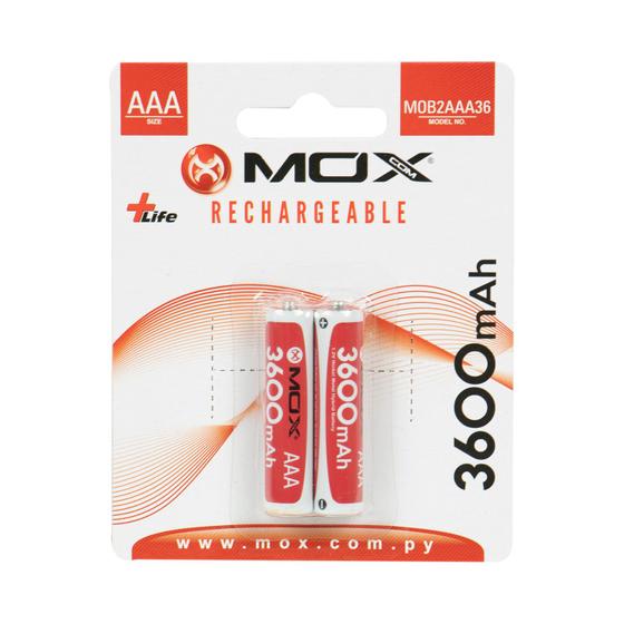 Imagem de Pilha Mox MOB2AAA36 - AAA - 3600MAH - 2 Unidades - Recarregavel