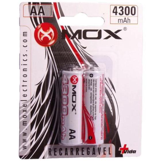 Imagem de Pilha Mox Recarregavel AA 4300MAH com 2 Unidades