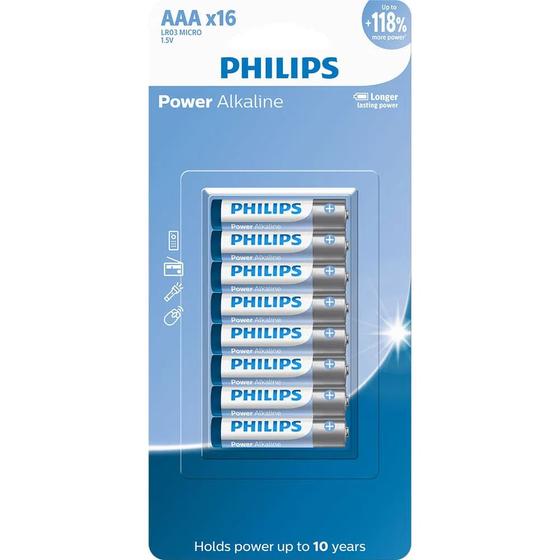 Imagem de Pilha Palito Philips AAA Alcalina 16 Unidades para Controle Remoto Controle de Carinho Mouse sem fio Teclado ETCS