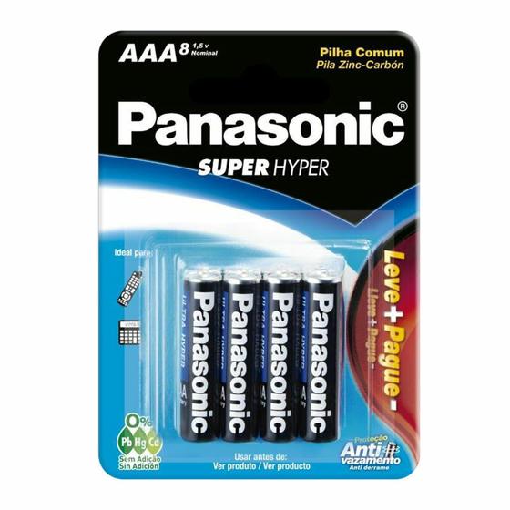 Imagem de Pilha Panasonic AAA Super Hyper 8 Unidades Leve Mais Por Menos