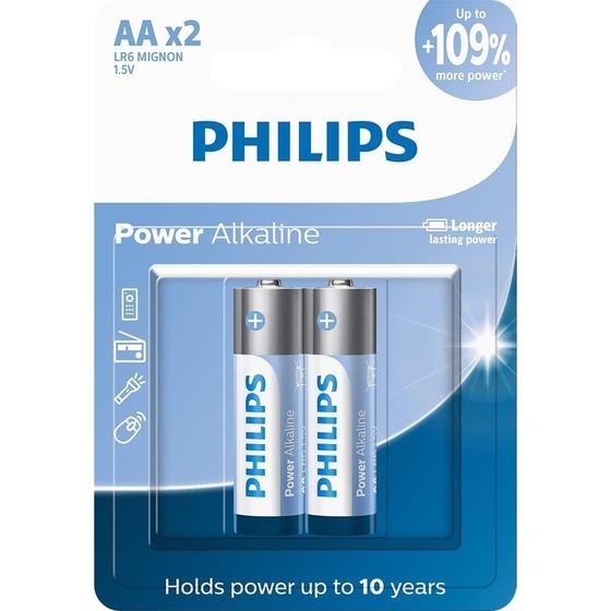 Imagem de Pilha Philips AA Alcalina LR6P2B/59 1.5V - Embalagem com 2 Unidades