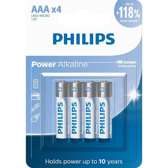 Imagem de Pilha Philips AAA Alcalina LR03P4B/59 1.5V - Embalagem com 4 Unidades