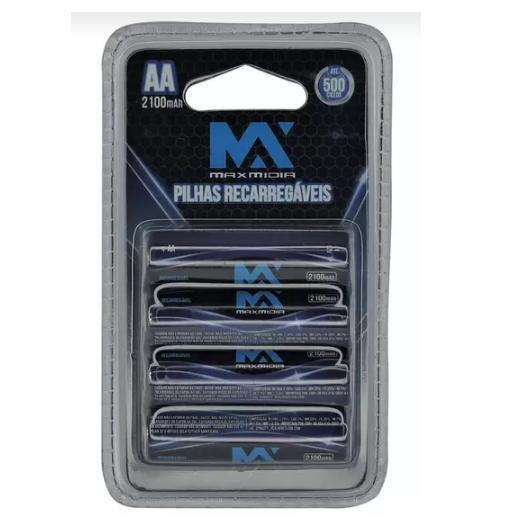 Imagem de Pilha Recarregavel Aa 2100Mah 4 Unidades Com - Maxmidia