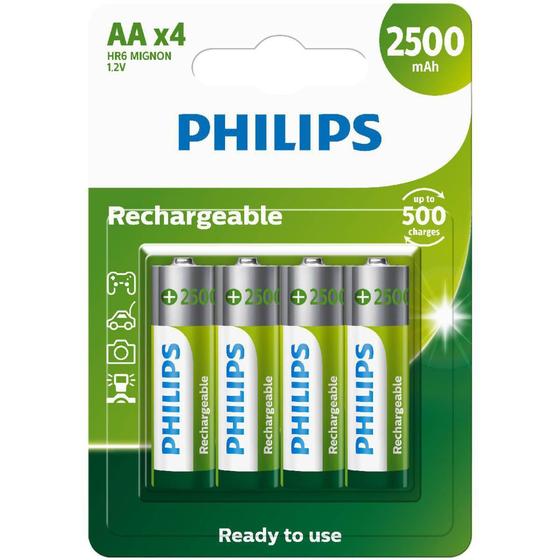 Imagem de Pilha recarregável aa 2500mah blister com 4 unidades r6b4rtu25/59 - PHILIPS