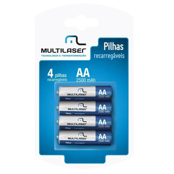 Imagem de Pilha Recarregável AA com 4 Unid. 2500mAH CB052 - Multilaser
