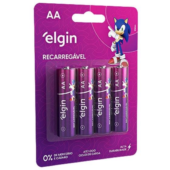 Imagem de Pilha Recarregável Aa Pequena 2700mah Elgin Blister C/4 Unid