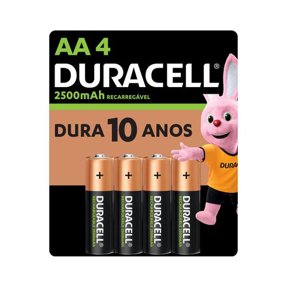 Pilha Recarregável AA Pequena DURACELL com 4 unidades Menor preço em Pilha Recarregável AA Pequena DURACELL com 4 unidades