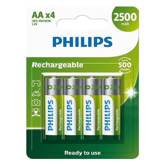 Pilha recarregavel aa pequeno 2500 mah com 4 und rtu br philips Menor preço em Pilha recarregavel aa pequeno 2500 mah com 4 und rtu br philips