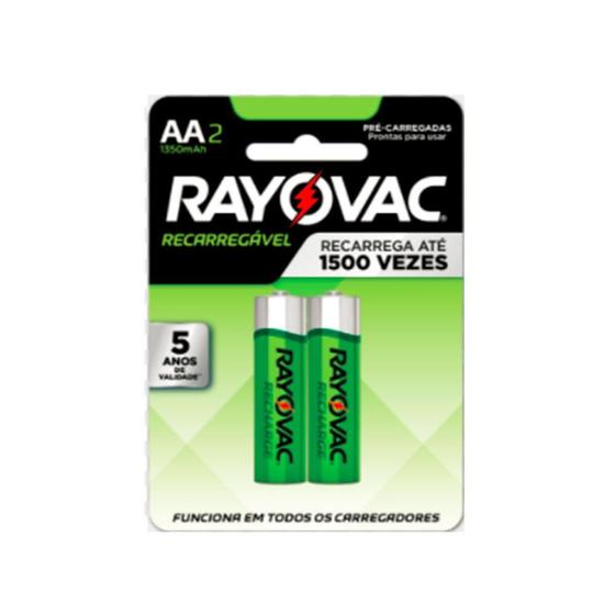 Pilha recarregável AA2 econômica 2 unidades Rayovac Menor preço em Pilha recarregável AA2 econômica 2 unidades Rayovac