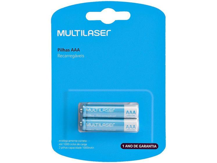 Pilha Recarregável AAA CB051 Multilaser - 1000mAh 2 Unidades Menor preço em Pilha Recarregável AAA CB051 Multilaser - 1000mAh 2 Unidades