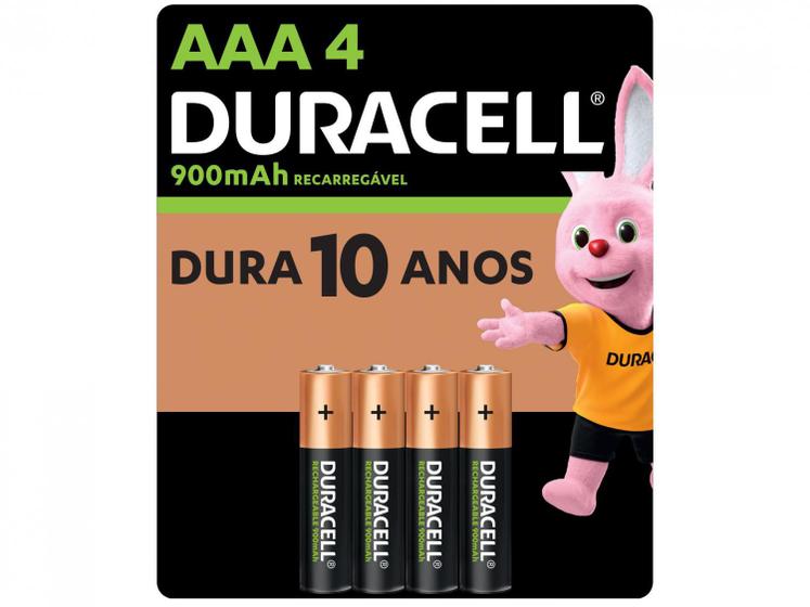 Pilha Recarregável AAA Duracell 900mAh 4 Unidades Menor preço em Pilha Recarregável AAA Duracell 900mAh 4 Unidades