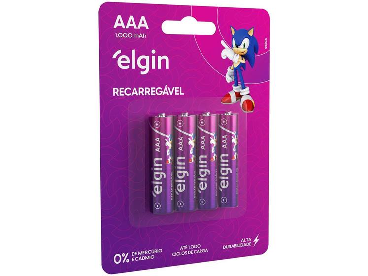 Imagem de Pilha Recarregável AAA Elgin 1,2V 1000mAh - 4 Unidades