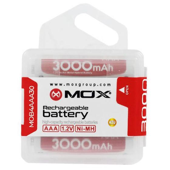 Imagem de Pilha Recarregavel AAA Mox MOB4AAA30 de 3.000 Mah 1.2V - 4 Unidades