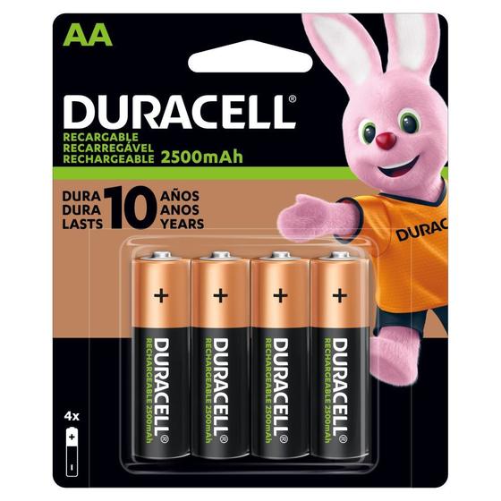 Imagem de Pilha Recarregavel Duracell AA 2.500 Mah - 4 Unidades