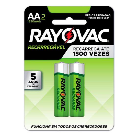 Imagem de Pilha recarregavel eco aa com 2 1350mah 55802 - RAYOVAC