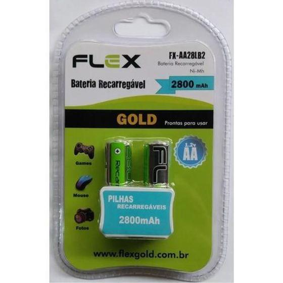 Imagem de Pilha Recarregável Flex AA 2800 Mah C/2 Unidades FX-AA28LB2