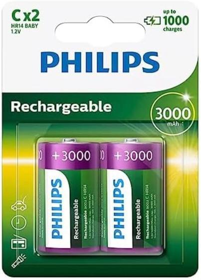 Imagem de Pilha Recarregável Philips Grande C 02 Unidades 1.2V +3000