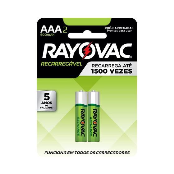 Imagem de Pilha Recarregavel Rayovac Aaa Palito 600Mah Com 2 Un