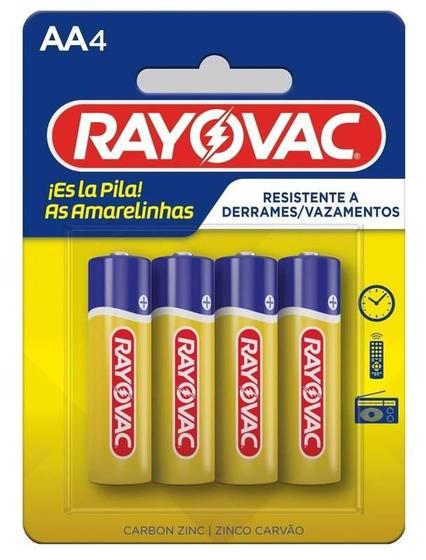 Imagem de Pilha Zinco Aa4 Rayovac Amarelinhas Cartela Com 04 Unidades F108