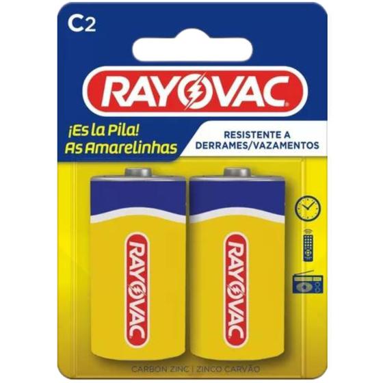 Imagem de Pilha Zinco Rayovac C Média Amarelinhas Cartela com 2 Unidades