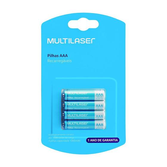 Pilhas AAA Recarregáveis 4 Unidades 1000 Mah Multilaser Menor preço em Pilhas AAA Recarregáveis 4 Unidades 1000 Mah Multilaser