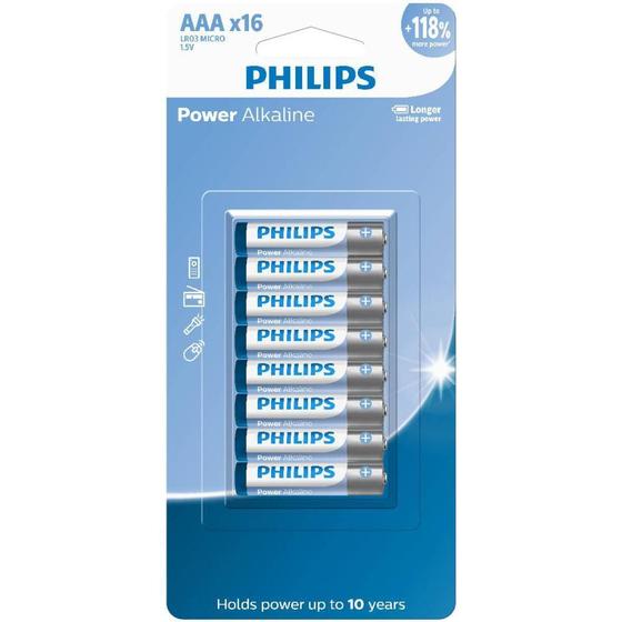 Pilhas alcalinas aaa philips blister com 16 unidades lr03p16b/59 Menor preço em Pilhas alcalinas aaa philips blister com 16 unidades lr03p16b/59